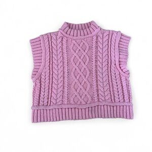 Zara Pink Cable Knit Mock Neck Sweater